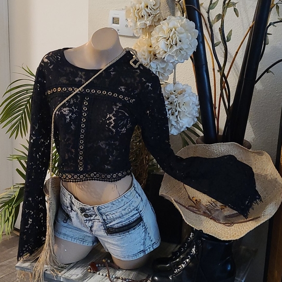 SALE TODAY SEXY CROP TOP  LONG SLEEVES SM. .MULTI - Picture 8 of 16